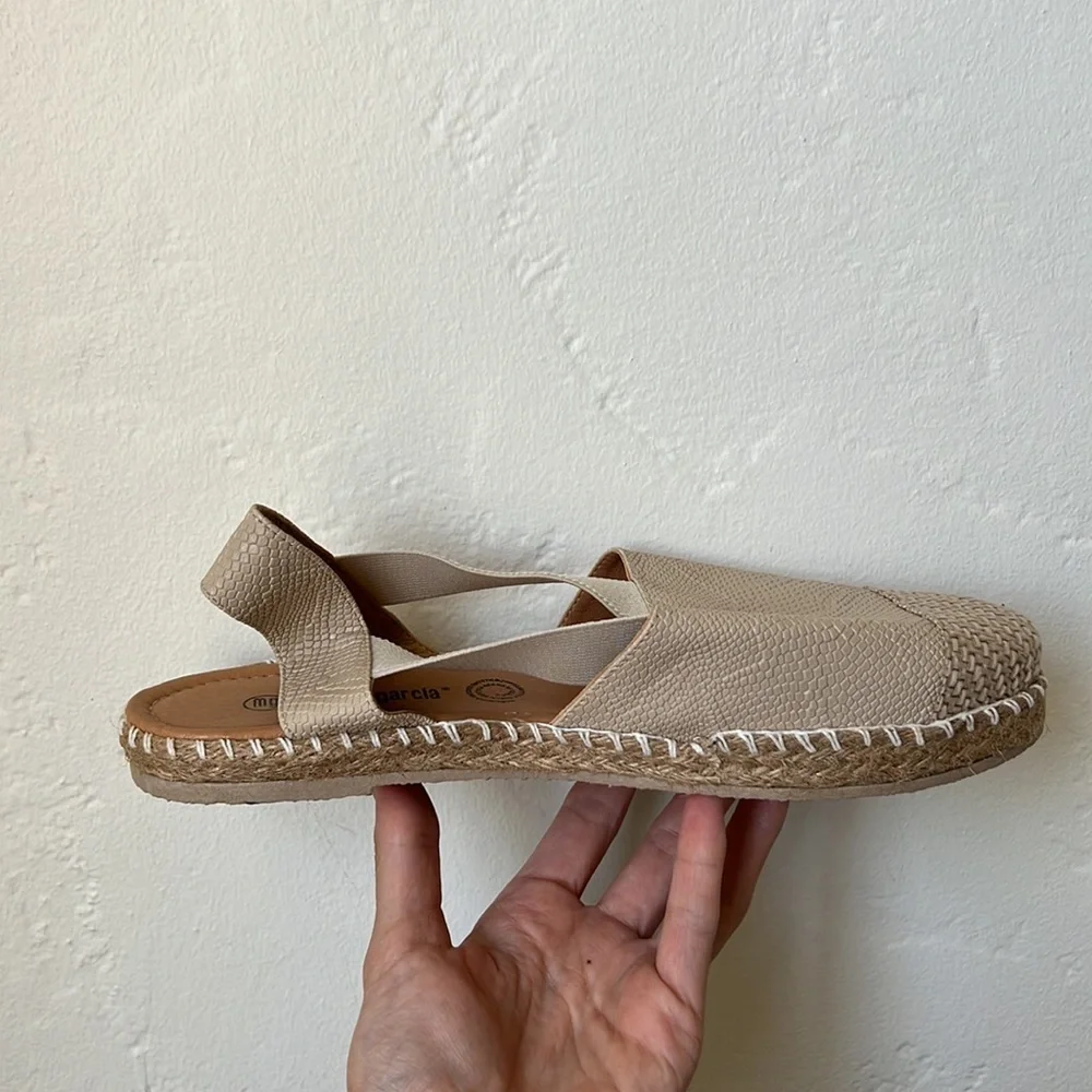 New off white neutral espadrilles cream woven slip on summer sandal flats 9 9.5